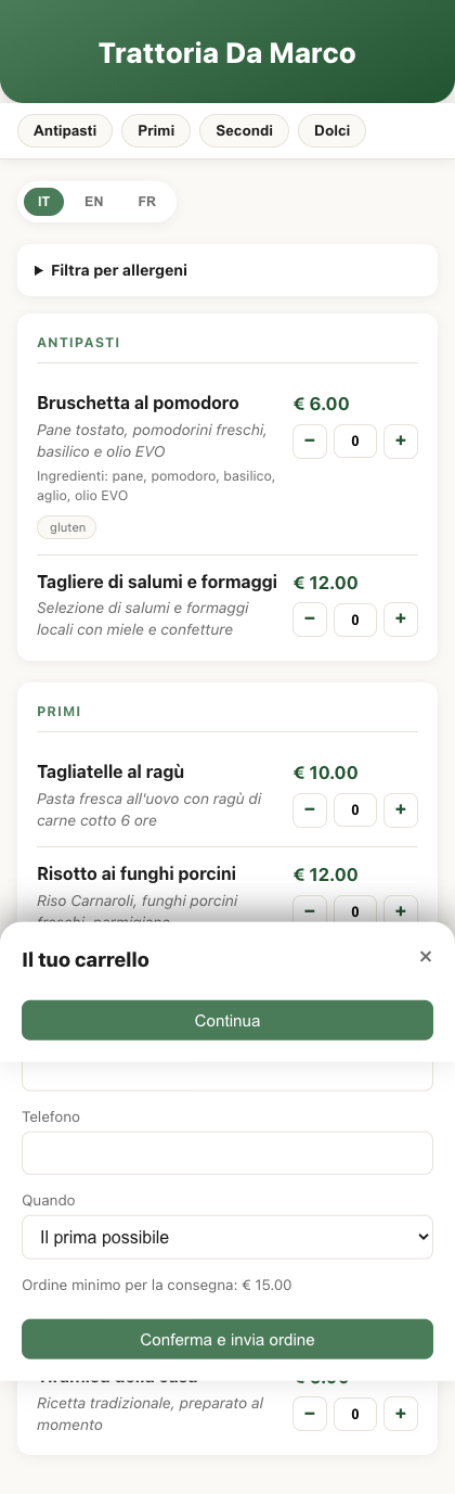 Menu pubblico, link generale